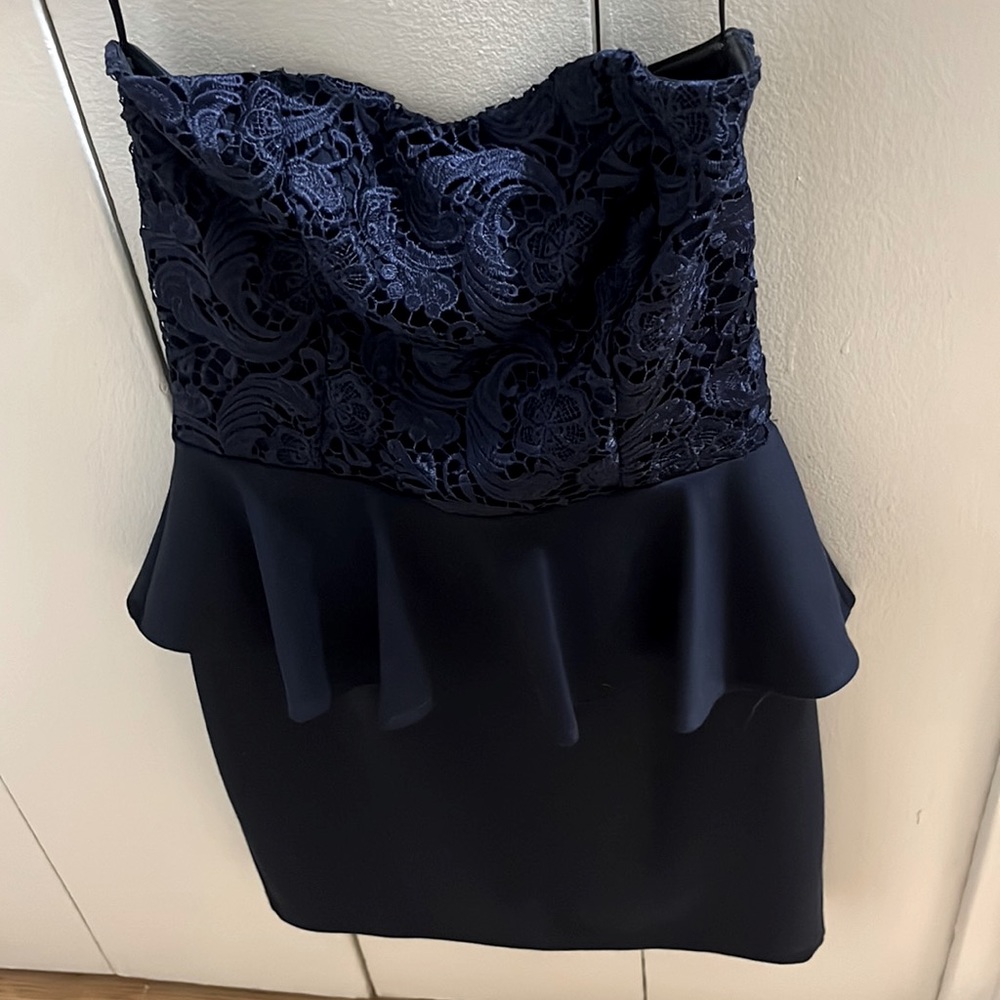 Aqua Peplum Strapless dress